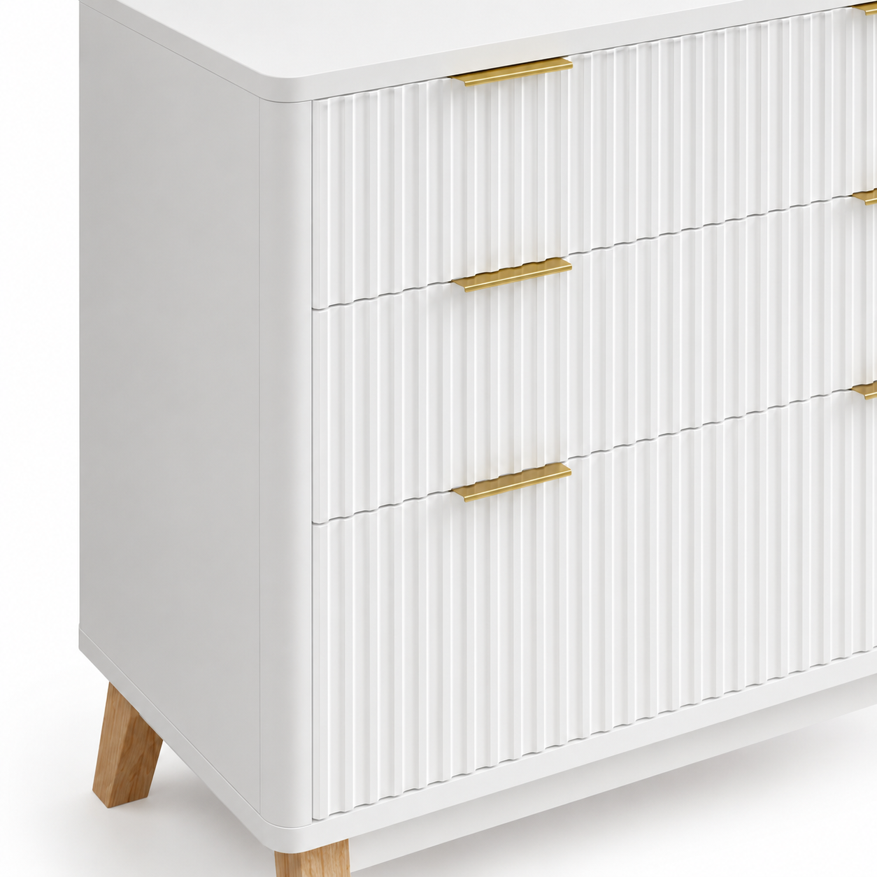 White 4-Drawer Fluted Dresser