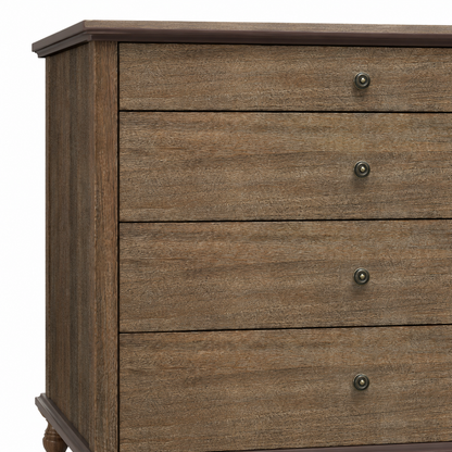 Deep Rustic Brown 4-Drawer Dresser 