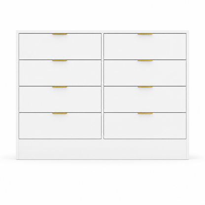 Modern White 8-Drawer Dresser from particle board