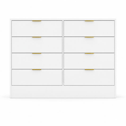 Modern White 8-Drawer Dresser from particle board