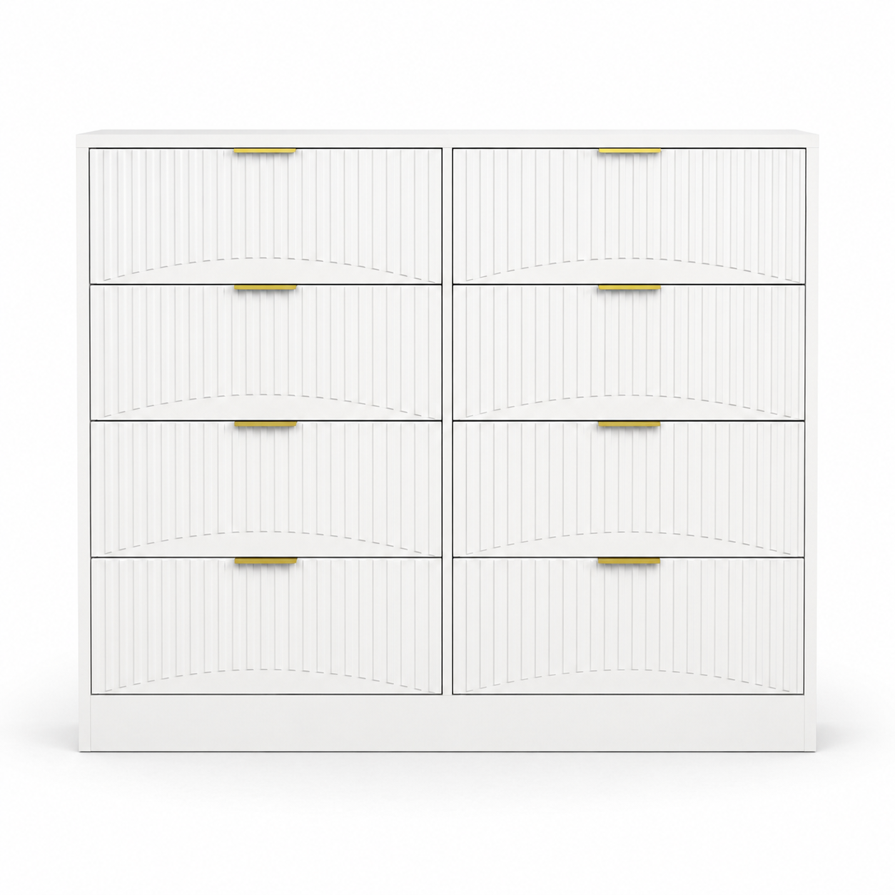 Modern White 8-Drawer Dresser with Gold Handles