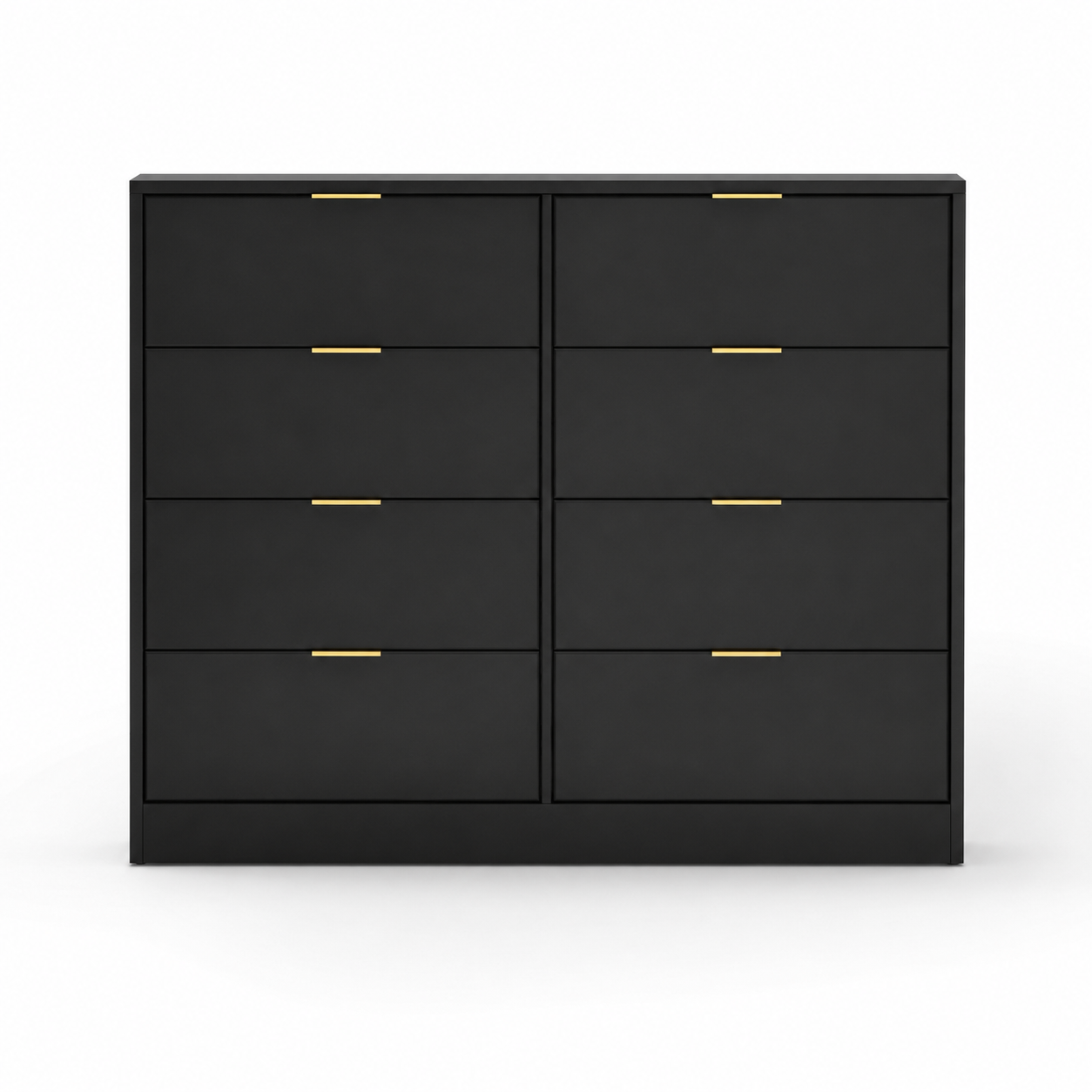 Modern black wooden 8-drawer dresser