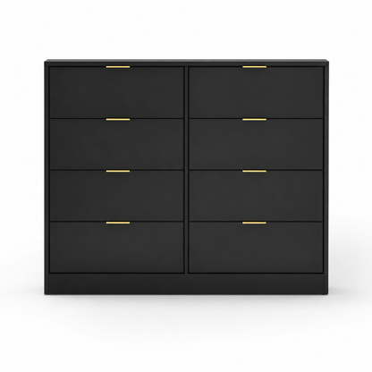 Modern black wooden 8-drawer dresser