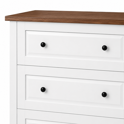 Solid Wood 6-Drawer Dresser White