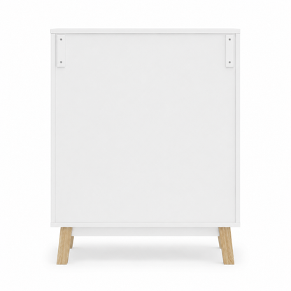 White 4-Drawer Fluted Dresser with Gold Pulls back side