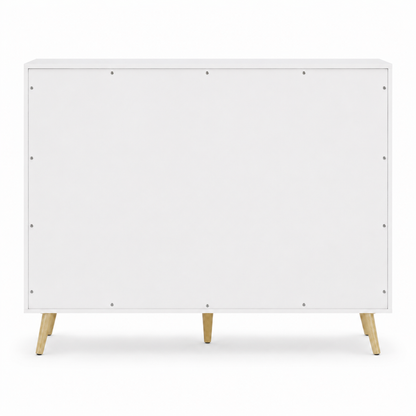 White 6-Drawer High Gloss Bedroom Dresser back side