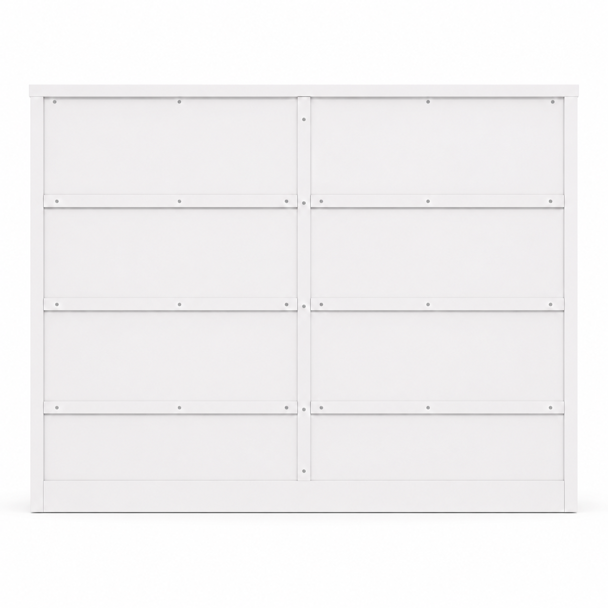Modern White 8-Drawer Dresser from particle board back side