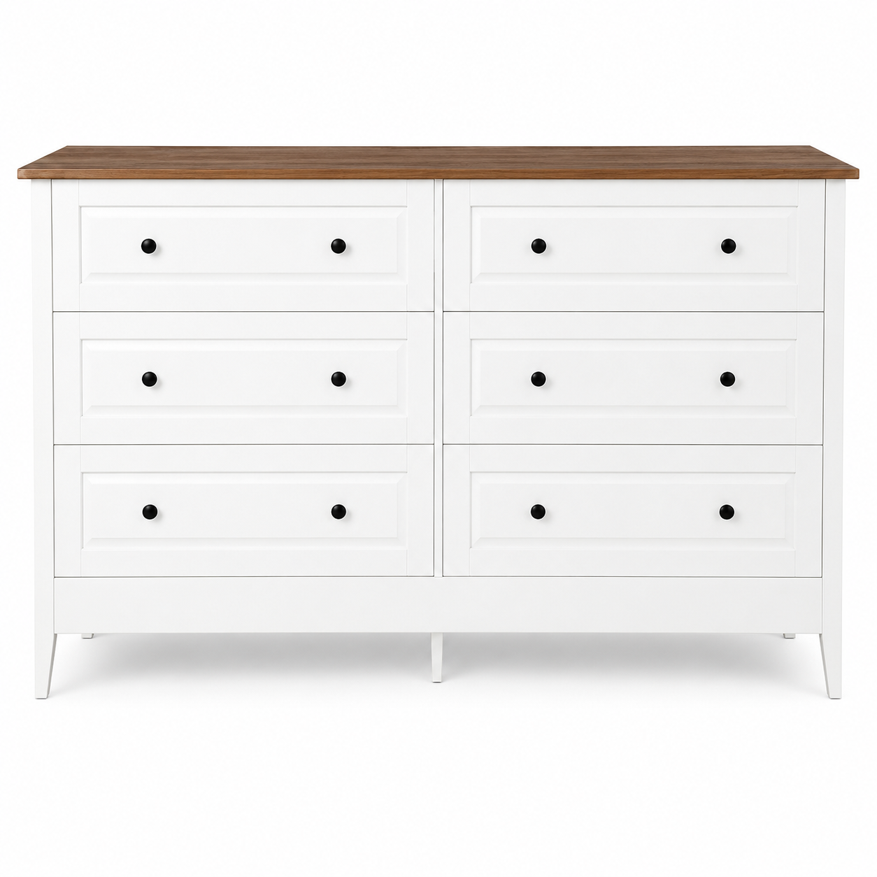 White Solid Wood 6-Drawer Dresser