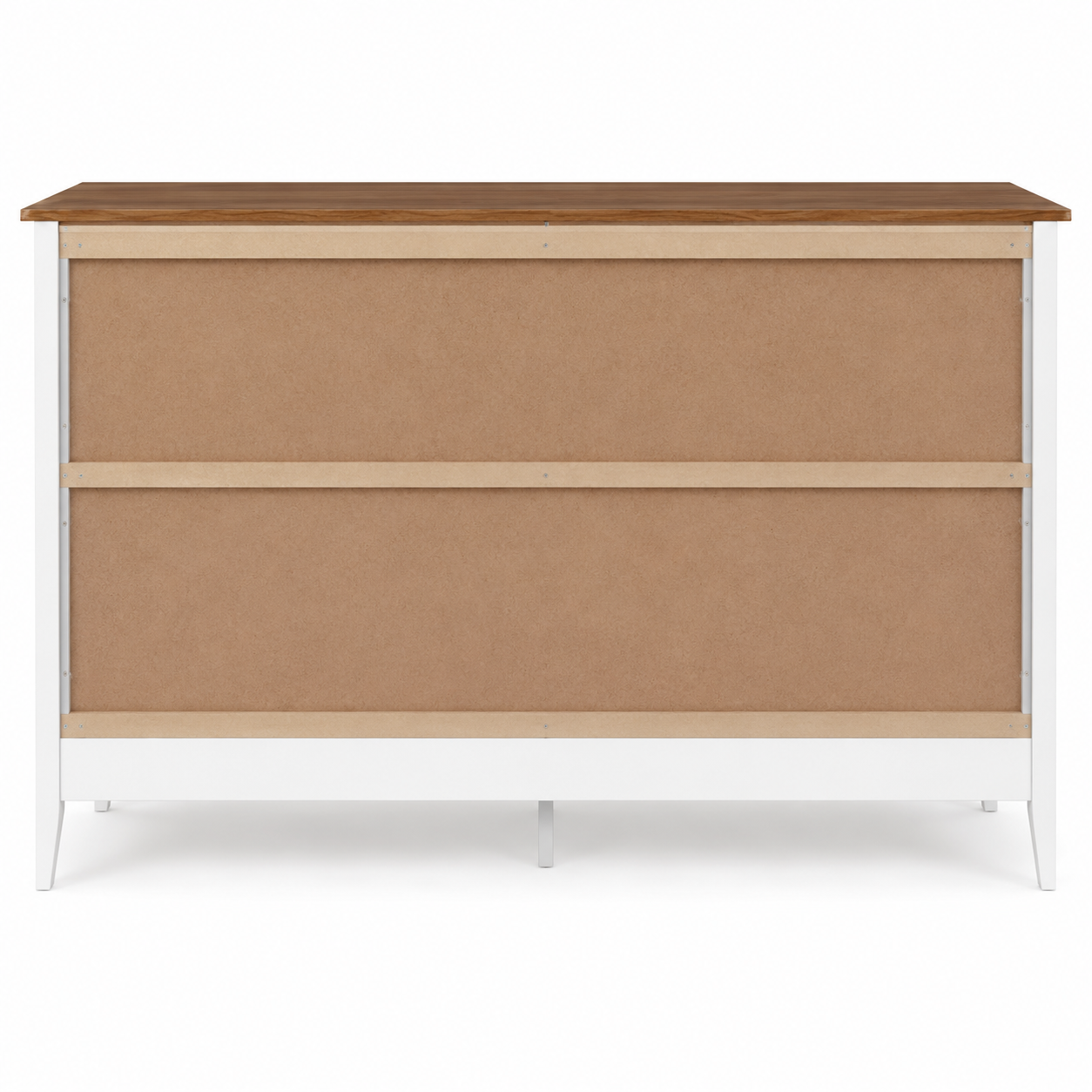 White Solid Wood 6-Drawer Dresser back side