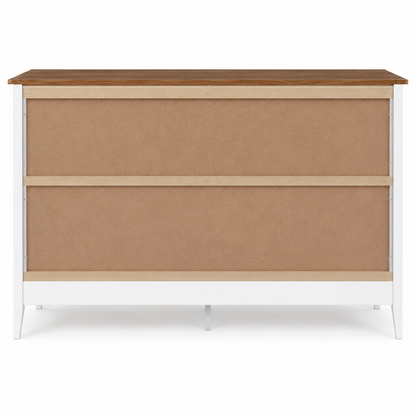 White Solid Wood 6-Drawer Dresser back side